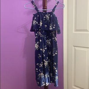 Off the shoulder dress.